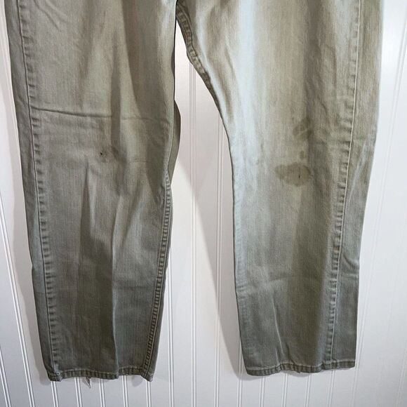 Wrangler Jeans Size 38x32 Mens Relaxed Fit Destroyed Stained Light Khakis - Picture 5 of 9